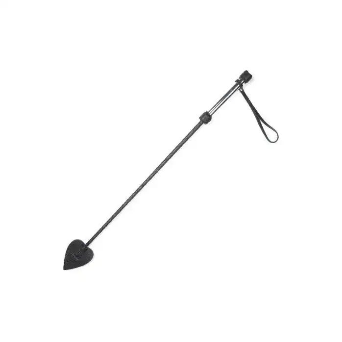 Чёрный стек с металлической рукоятью и наконечником-стрелой - 70 см - BDSM accessories