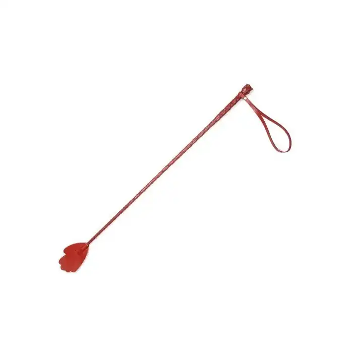 Красный кожаный стек с наконечником-ладошкой - 70 см - BDSM accessories