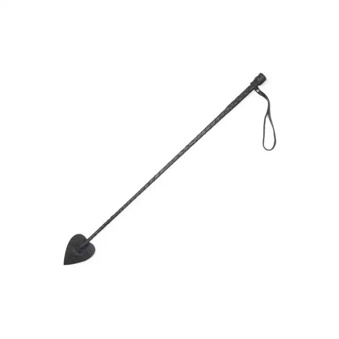 Чёрный кожаный стек с наконечником-стрелой - 70 см - BDSM accessories