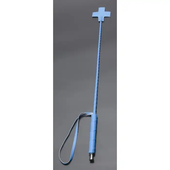 Голубой стек с наконечником-крестом из искусственной кожи - 70 см - BDSM accessories