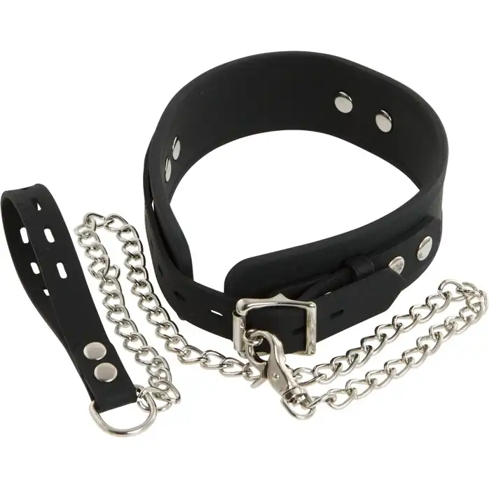 Ошейник с поводком-цепочкой Silikon-Halsband mit Leine - Bad Kitty. Фотография 2.