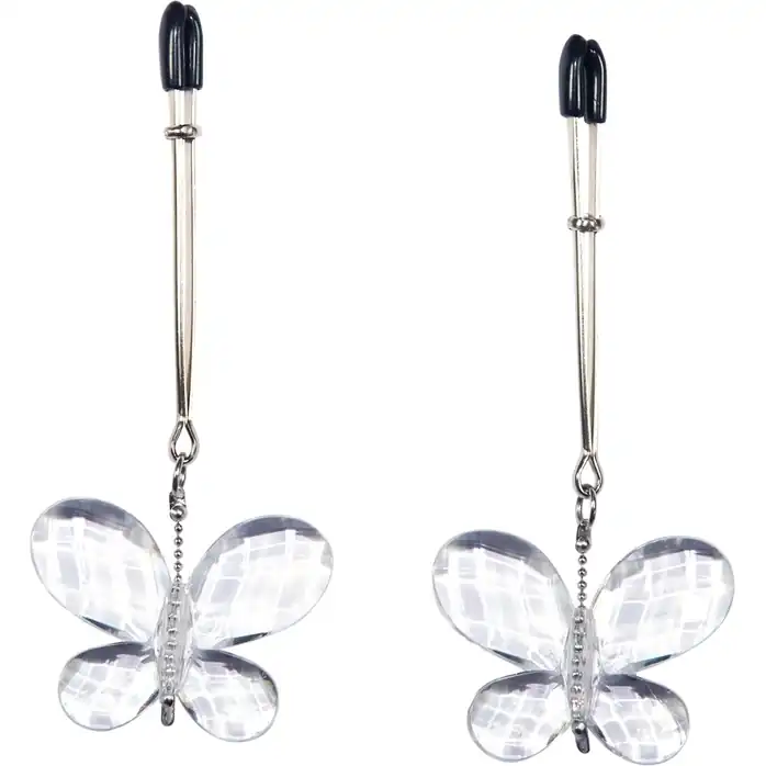 Зажимы для сосков с подвесками-бабочками Butterfly Clamps - Bad Kitty. Фотография 2.