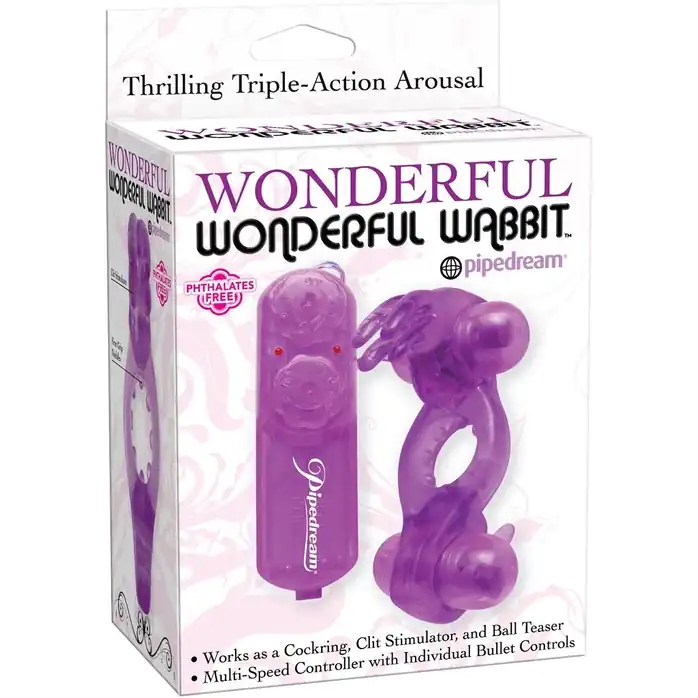 Эрекционное кольцо с 2 виброэлементами Wonderful Wonderful Wabbit - Pipedream Products. Фотография 3.
