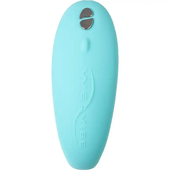 Голубой вибромассажер для пар We-Vibe Sync Aqua на радиоуправлении. Фотография 4.