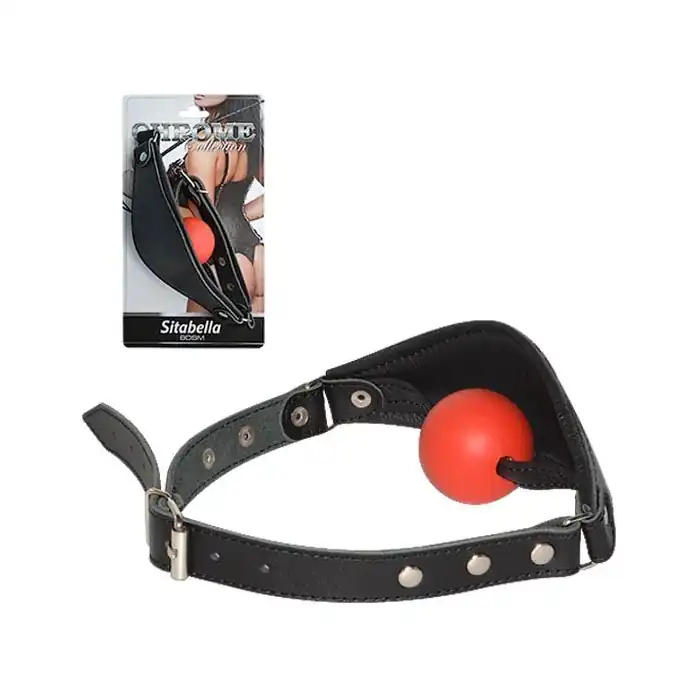 Кожаный кляп Sitabella Chrome Collection - BDSM accessories