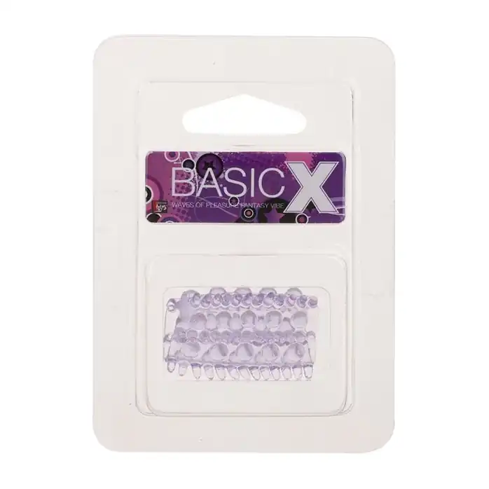 Фиолетовая насадка на пенис с шипиками и шишечками BASICX TPR SLEEVE PURPLE - BasicX. Фотография 2.