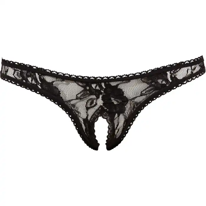 Ажурные трусики-стринги с разрезом - Cottelli Collection. Фотография 8.