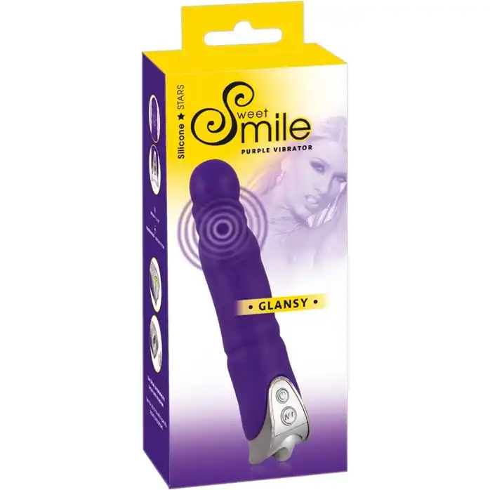 Фиолетовый вибратор с шаровидной головкой Glansy - 18 см - Smile. Фотография 3.