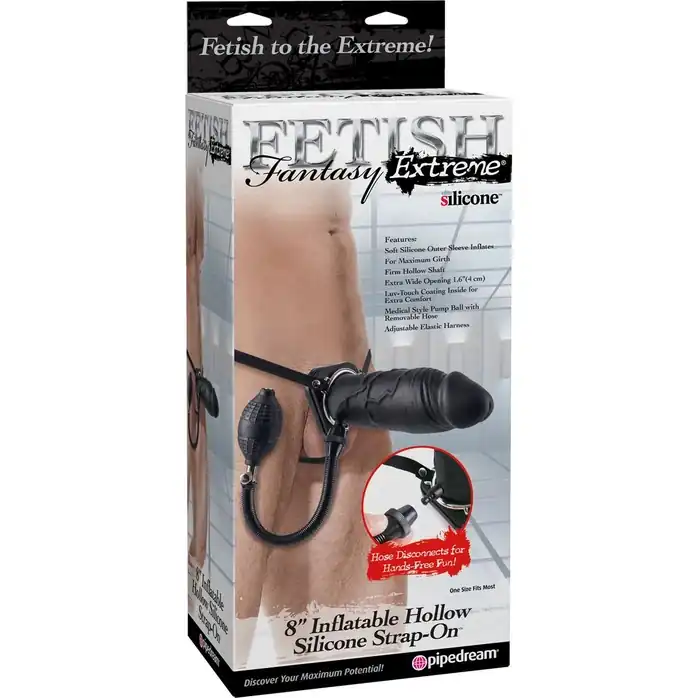 Полый фаллопротез с подкачкой Inflatable Hollow Silicone Strap-On - 20,3 см - Fetish Fantasy Extreme. Фотография 4.