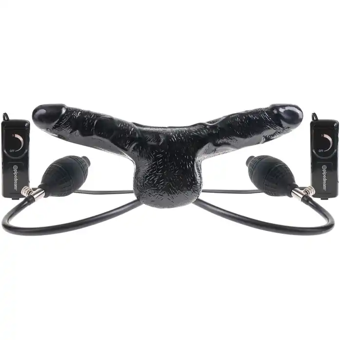 Двухголовый вибромассажер с расширением Inflatable Vibrating Double Delight - 35,5 см - Fetish Fantasy Series