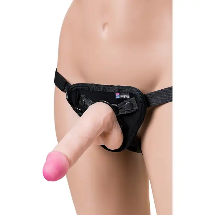 Страпон с 2 насадками и вибрацией UniStrap - 19 и 12 см - HARNESS UNI STRAP. Фотография 3.