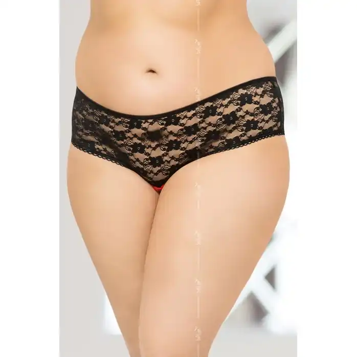 Ажурные трусики со шнуровкой и вырезом на попке - Plus size