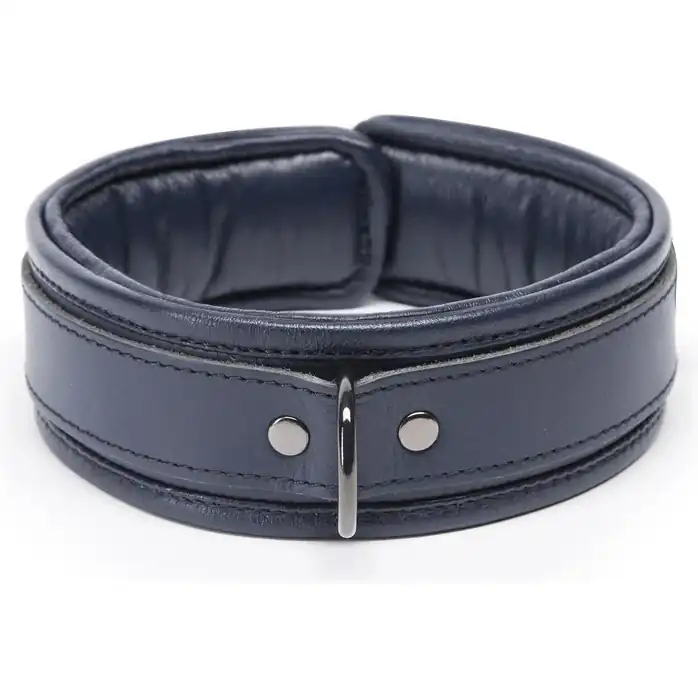 Тёмно-синий кожаный ошейник с поводком DARKER LIMITED COLLECTION COLLAR CHAIN - Fifty Shades Darker. Фотография 3.