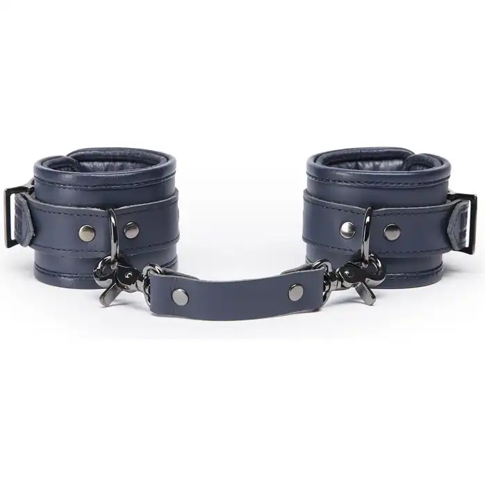 Тёмно-синие кожаные наручники No Bounds Collection Wrist Cuffs - Fifty Shades Darker