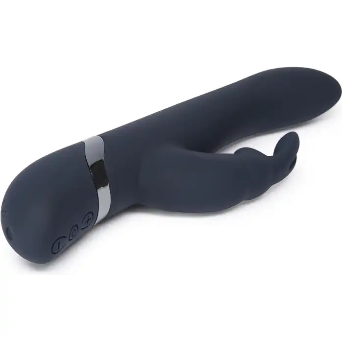 Тёмно-синий вибратор Oh My USB Rechargeable Rabbit Vibrator - 25,4 см - Fifty Shades Darker. Фотография 3.