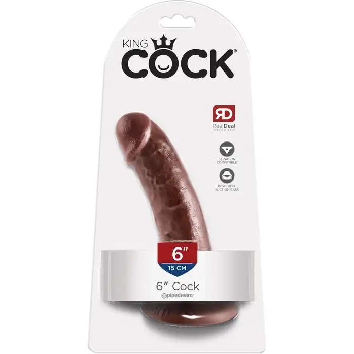 Коричневый фаллоимитатор на присоске 6 Cock - 15,2 см - King Cock. Фотография 5.