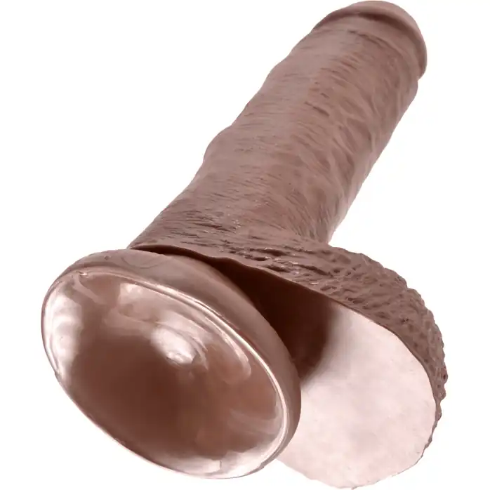 Коричневый фаллоимитатор с мошонкой 7 Cock with Balls - 19,4 см - King Cock. Фотография 4.