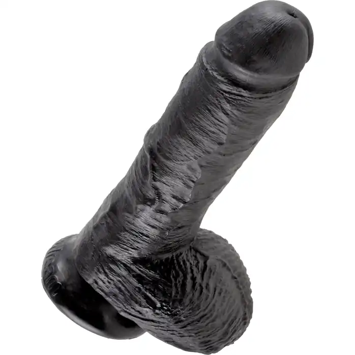 Чёрный фаллоимитатор 8 Cock with Balls - 21,3 см - King Cock. Фотография 5.