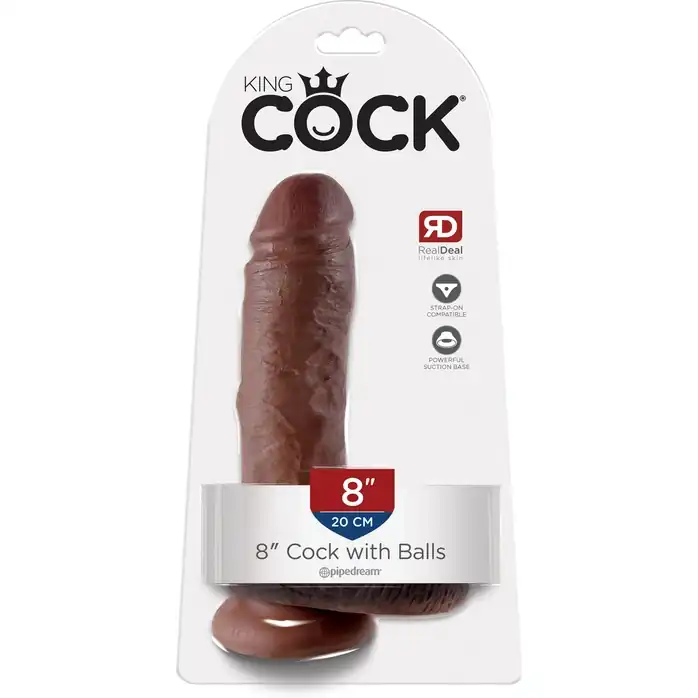 Коричневый фаллоимитатор 8 Cock with Balls - 21,3 см - King Cock. Фотография 4.