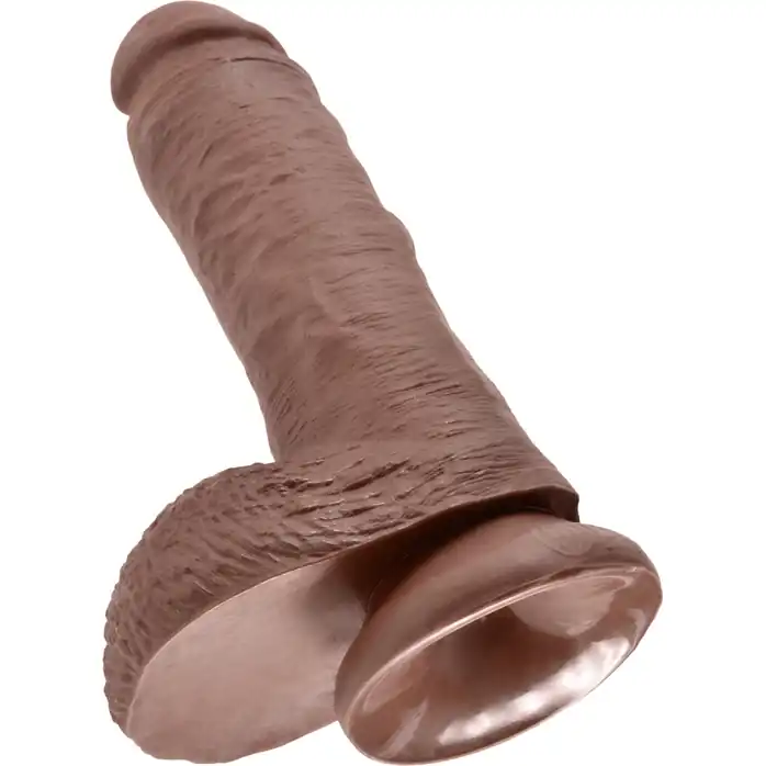 Коричневый фаллоимитатор 8 Cock with Balls - 21,3 см - King Cock. Фотография 6.