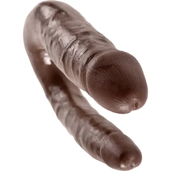 Коричневый двусторонний фаллоимитатор U-Shaped Small Double Trouble - 33,5 см - King Cock. Фотография 3.