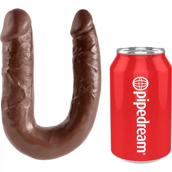 Коричневый U-образный фаллоимитатор U-Shaped Medium Double Trouble - 34,6 см - King Cock. Фотография 2.
