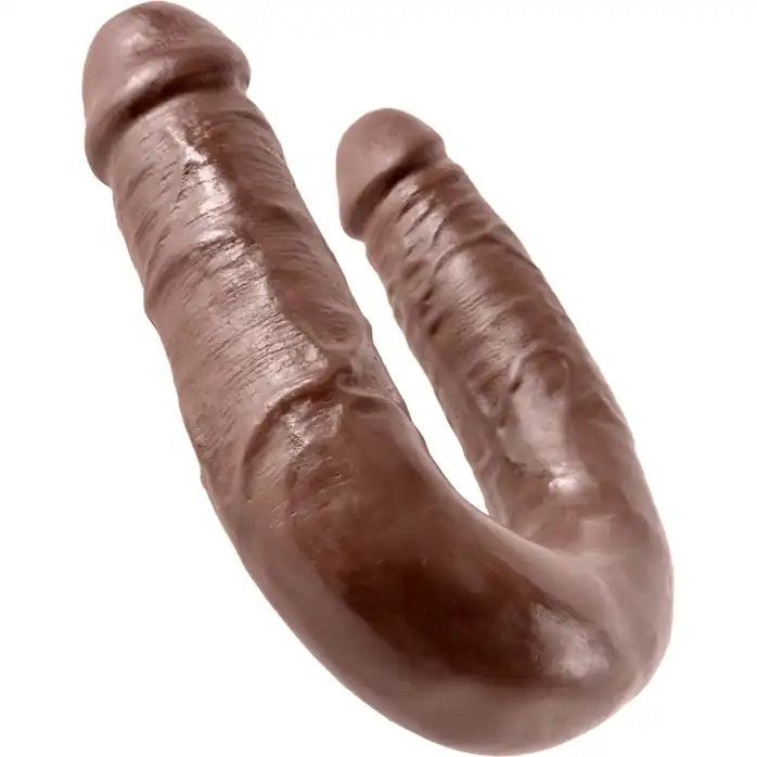 Коричневый U-образный фаллоимитатор U-Shaped Medium Double Trouble - 34,6 см - King Cock. Фотография 4.