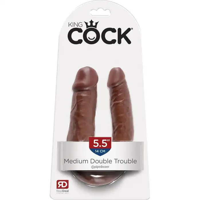 Коричневый U-образный фаллоимитатор U-Shaped Medium Double Trouble - 34,6 см - King Cock. Фотография 5.