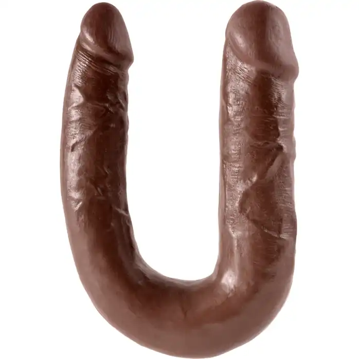 Коричневый U-образный фаллоимитатор U-Shaped Medium Double Trouble - 34,6 см - King Cock