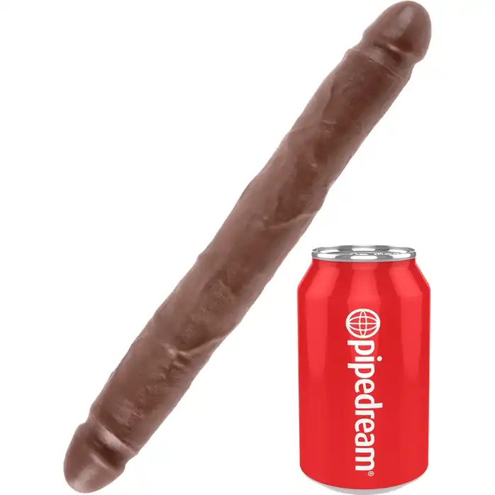 Коричневый двусторонний фаллоимитатор 12 Slim Double Dildo - 30 см - King Cock. Фотография 2.