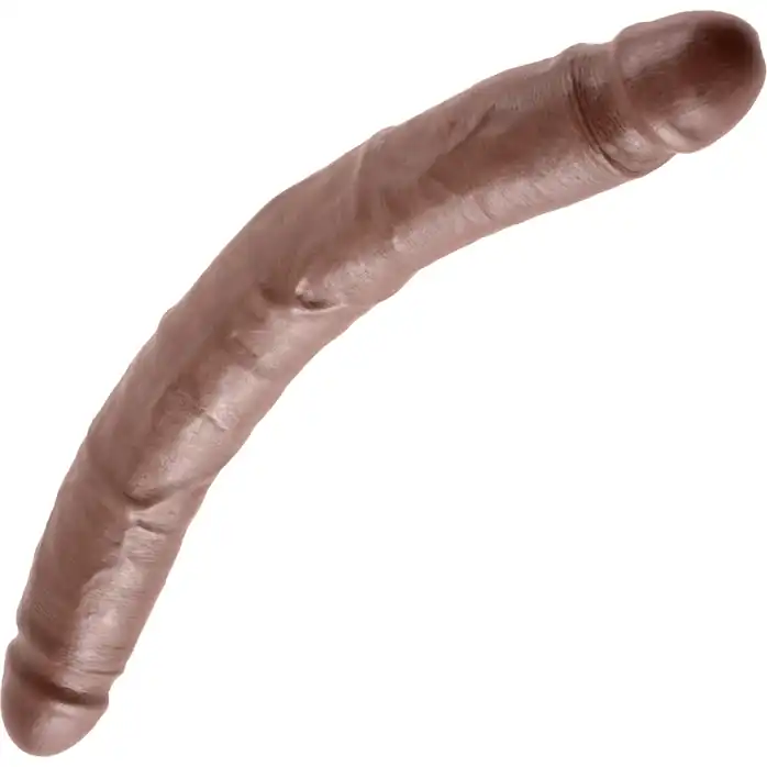 Коричневый двусторонний фаллоимитатор 12 Slim Double Dildo - 30 см - King Cock
