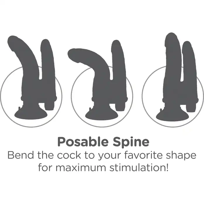 Двойной телесный вибратор со съемной присоской Double Vibrating Double Penetrator - 20,3 см - King Cock. Фотография 5.
