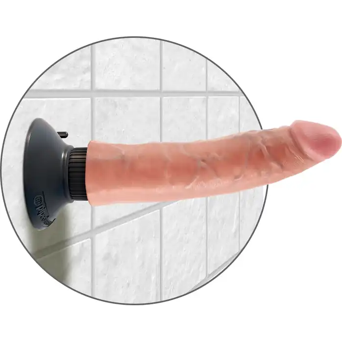 Вибромассажер телесного цвета 7 Vibrating Cock - 20 см - King Cock. Фотография 4.
