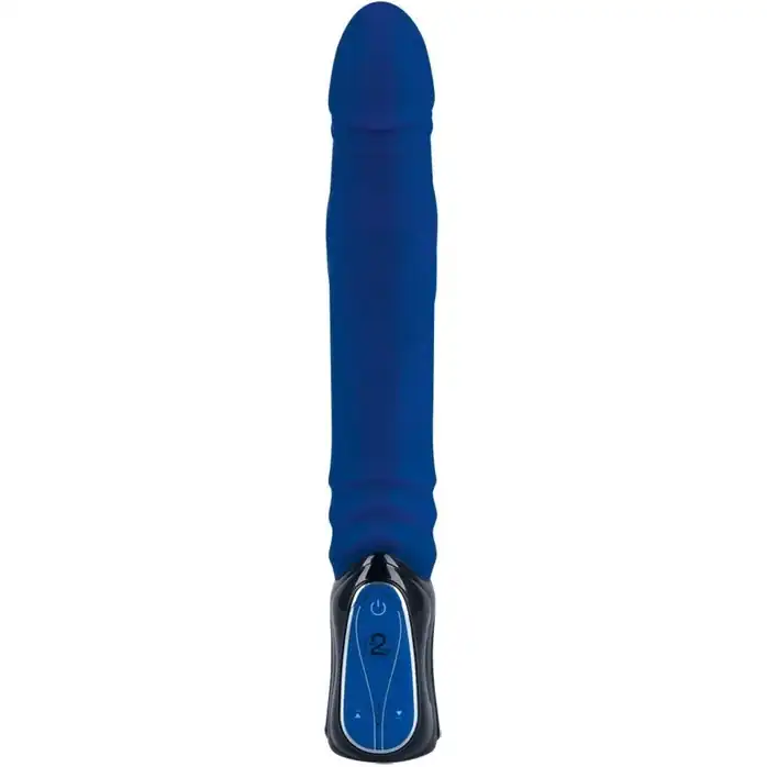 Синий вибратор с поступательным движением - 30 см - You2Toys