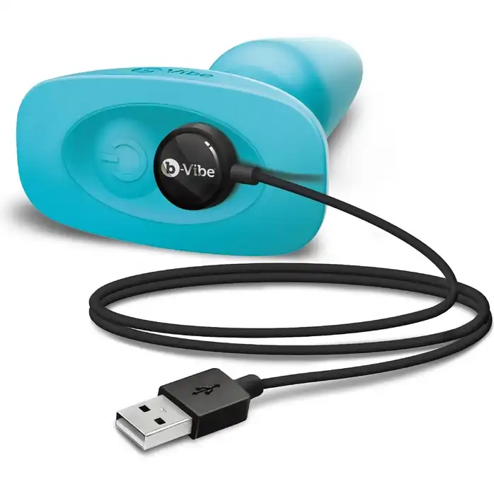 Голубая вибропробка с ротацией шариков RIMMING REMOTE CONTROL PLUG TEAL - 15,2 см. Фотография 4.