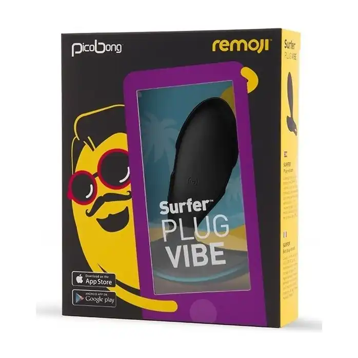 Чёрная анальная вибропробка SURFER PLUG VIBE с управлением со смартфона. Фотография 5.