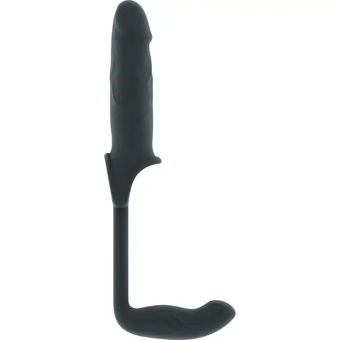 Серая насадка с анальным стимулятором Stretchy Penis Exten and Plug No.34 - Sono. Фотография 2.