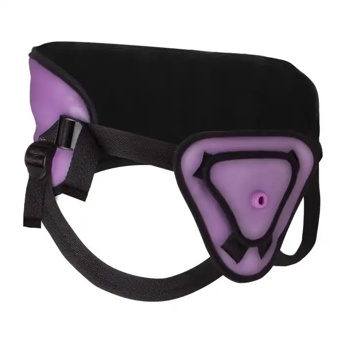 Фиолетовый страпон Deluxe Silicone Strap On 8 Inch - 20,5 см - Ouch!. Фотография 4.