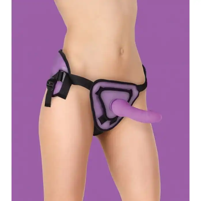 Фиолетовый страпон Deluxe Silicone Strap On 8 Inch - 20,5 см - Ouch!. Фотография 5.