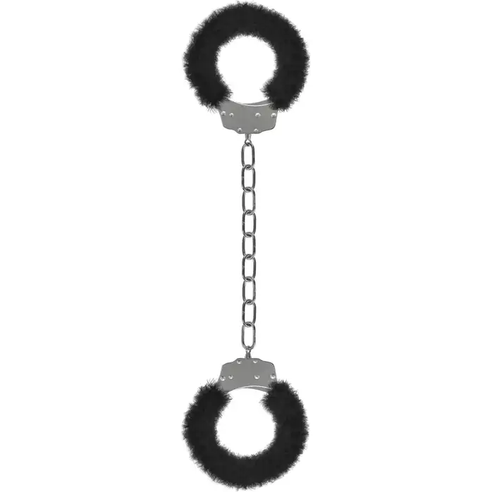 Кандалы с чёрным мехом Furry Ankle Cuffs - Shots Toys