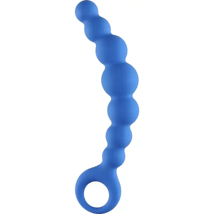 Синяя упругая анальная цепочка Flexible Wand - 18 см - Back Door Collection Black Edition. Фотография 2.
