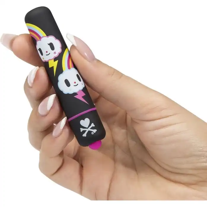 Чёрная вибропуля с тучками MINI BULLET VIBRATOR BLACK STORM CLOUDS. Фотография 2.