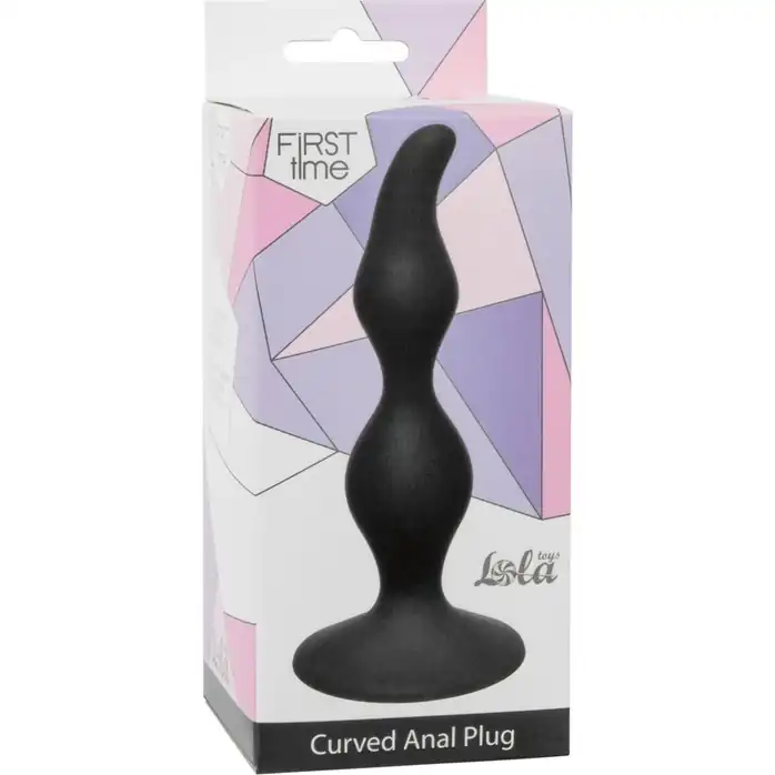 Чёрная анальная пробка Curved Anal Plug Black - 12,5 см - First Time. Фотография 2.