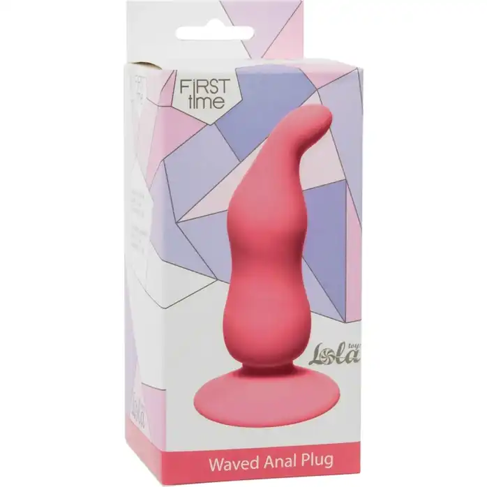 Розовая анальная пробка Waved Anal Plug Pink - 11 см - First Time. Фотография 2.