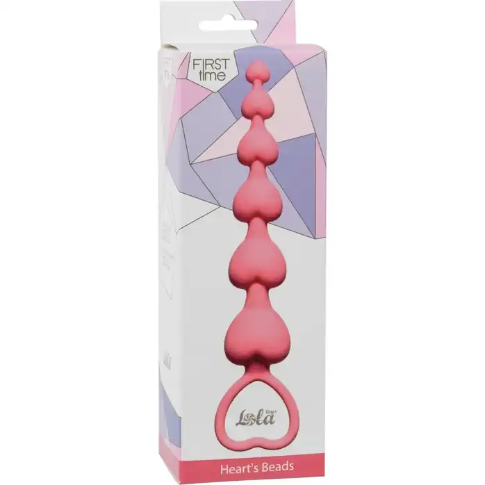 Розовая анальная цепочка Heart s Beads Pink - 18 см - First Time. Фотография 2.