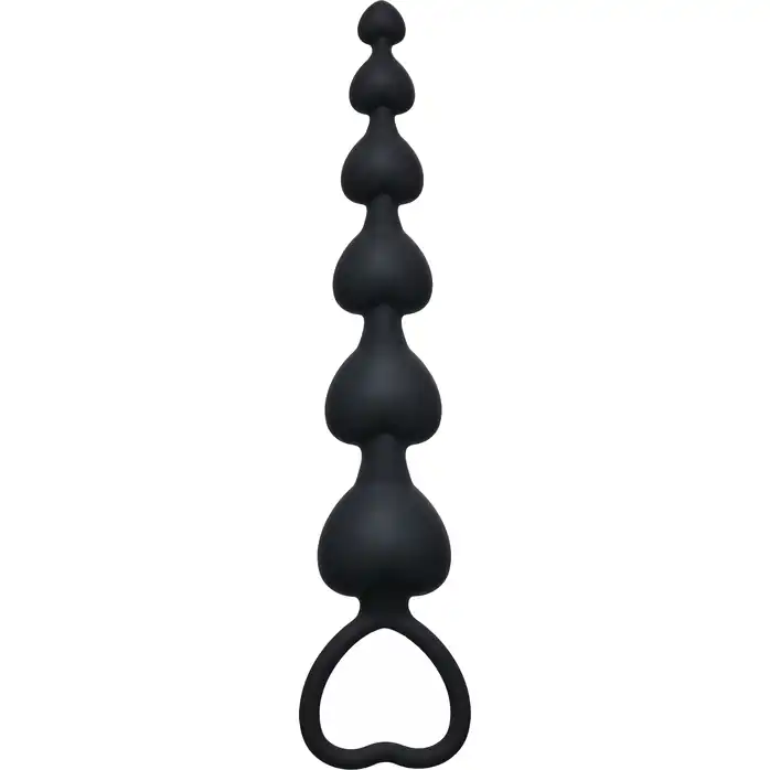 Чёрная анальная цепочка Heart s Beads Black - 18 см - First Time