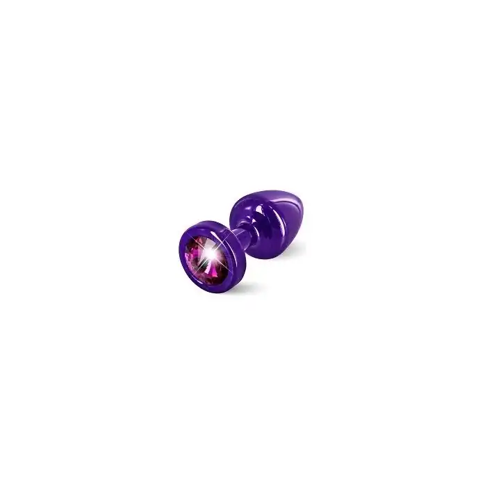 Фиолетовая пробка ANNI round Purple T1 Fuschia с малиновым кристаллом - 6 см