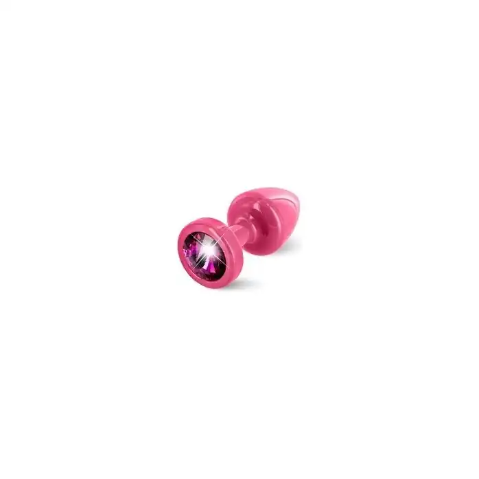 Розовая пробка с малиновым кристаллом ANNI round Pink T1 Fuschia - 6 см