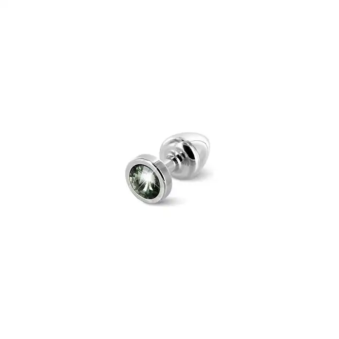 Серебристая пробка с черным кристаллом ANNI round Silver T1 Black Diamond - 6 см