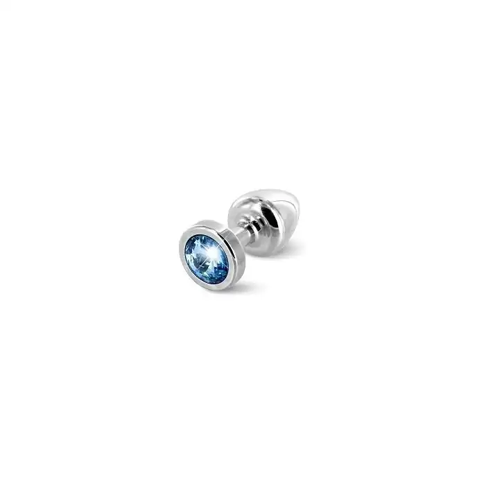 Серебристая пробка с голубым кристаллом ANNI round Silver T1Blue - 6 см